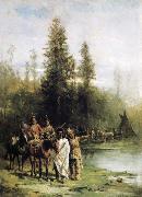 Paul Frenzeny Indians by a Riverbank painting